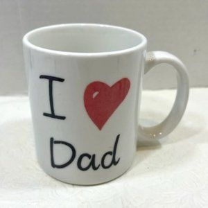 Vintage I ❤️ Dad Coffee Tea Mug Cup White Ceramic I Love Dad 9 Oz